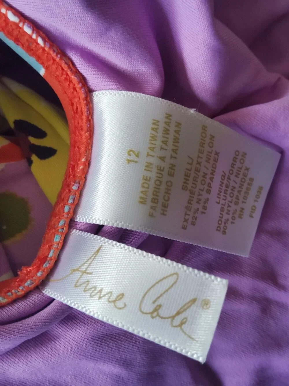 Ann Cole One Piece Swimsuit size 12
